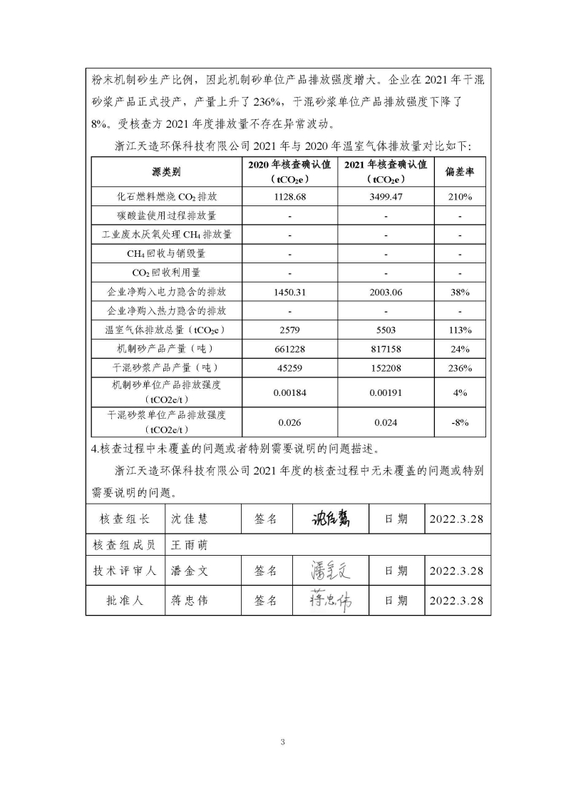 浙江天造环保科技有限公司2021年度碳核查报告.